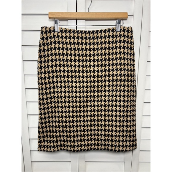 Talbots Houndstooth Wool Blend Lined Pencil Skirt Size 10 Black & Beige - Picture 1 of 8